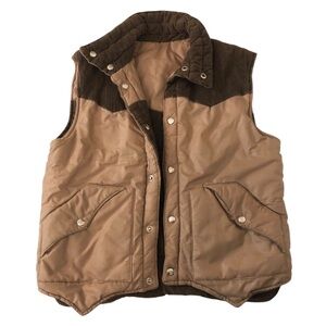 Vintage 70s Sigallo Vest Mens Medium Brown Tan ￼Puffer Corduroy Reversible ￼￼ ￼
